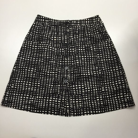 Theory Black and White Grid A-Line Skirt - Picture 6 of 13